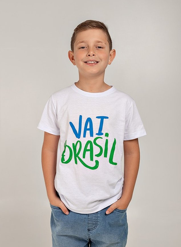 Camiseta Feminina Vai Brasil Branca Uzzy Algodão