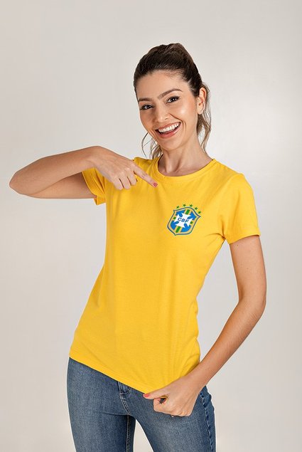 Camiseta Feminina Vai Brasil Branca Uzzy Algodão