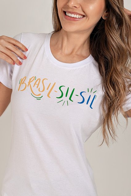 Camiseta Feminina Brasil Verde Uzzy Algodão